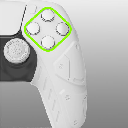 PlayVital Mecha Edition Anti-Slip Silicone Cover Skin with Thumb Grip Caps for PS5 Wireless Controller - Compatible with Charging Station - White - JGPF002 PlayVital