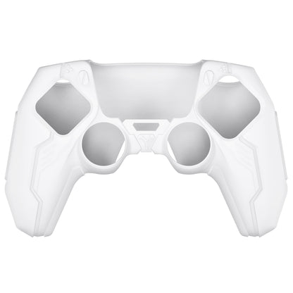 PlayVital メカエディション アンチスリップシリコンカバー（ジョイスティックキャップとステッカー付き） PS5 ワイヤレスコントローラー用 - 充電ステーション対応【ホワイト】