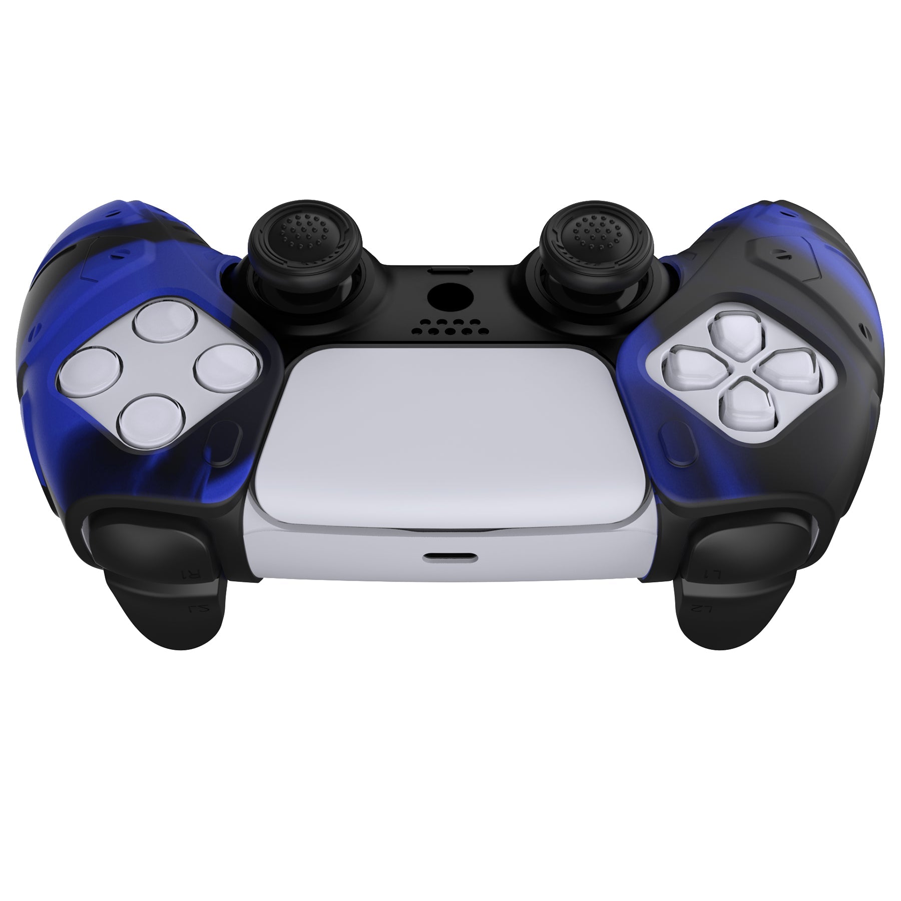 PlayVital Mecha Edition Anti-Slip Silicone Cover Skin with Thumb Grip Caps for PS5 Wireless Controller - Compatible with Charging Station - Clear White - JGPF010 (Copy) PlayVital