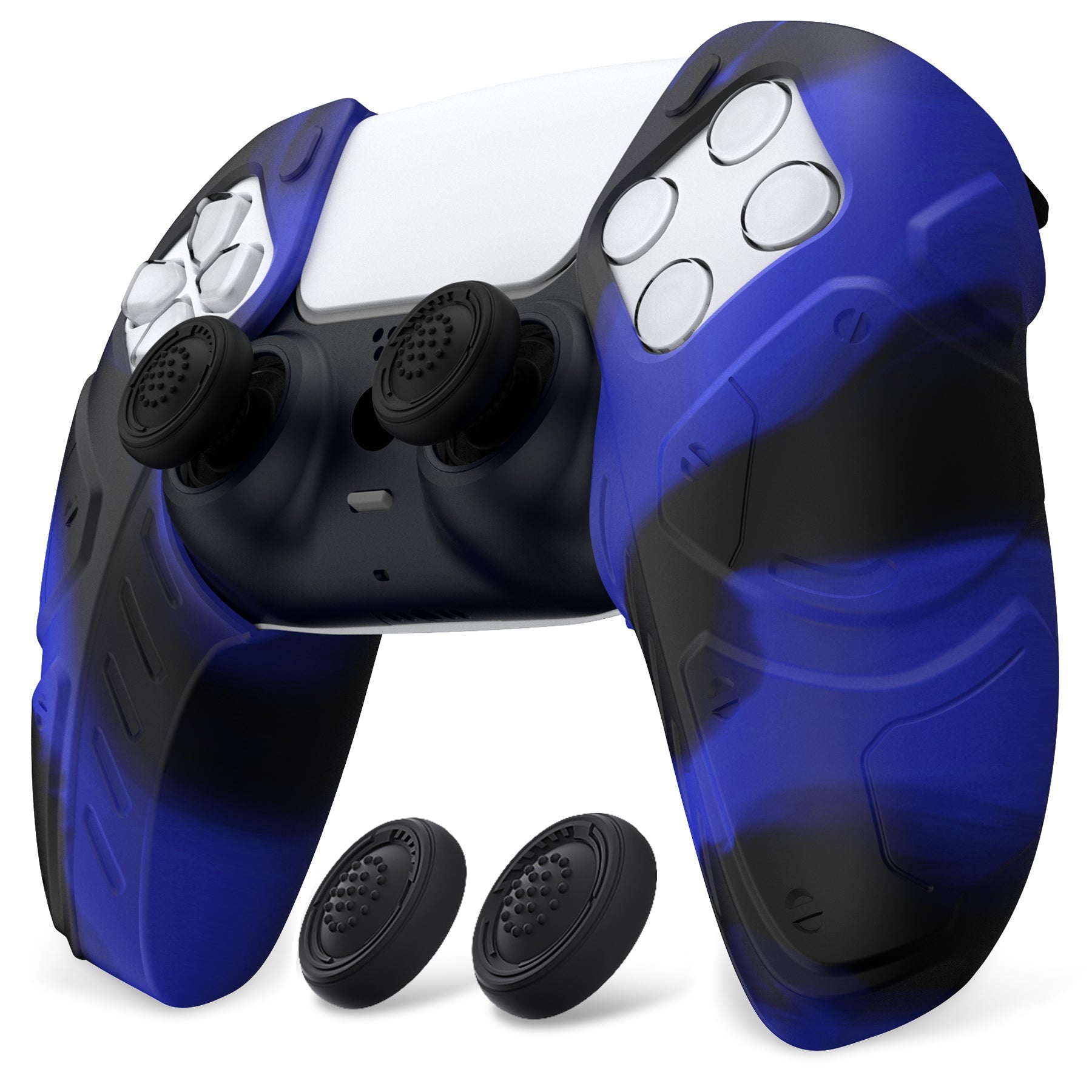 PlayVital Mecha Edition Anti-Slip Silicone Cover Skin with Thumb Grip Caps for PS5 Wireless Controller - Compatible with Charging Station - Clear White - JGPF010 (Copy) PlayVital