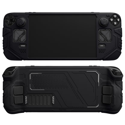 PlayVital Steam Deck OLED＆LCD 向け メカ風保護ケース バックボタン強化セット付 サムグリップ＆ステッカー付き【ブラック】