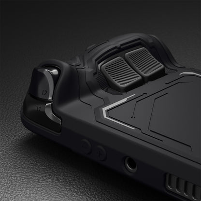 PlayVital Steam Deck OLED＆LCD 向け メカ風保護ケース バックボタン強化セット付 サムグリップ＆ステッカー付き【ブラック】