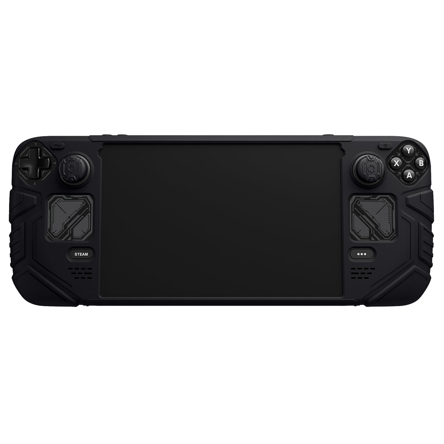 PlayVital Steam Deck OLED＆LCD 向け メカ風保護ケース バックボタン強化セット付 サムグリップ＆ステッカー付き【ブラック】