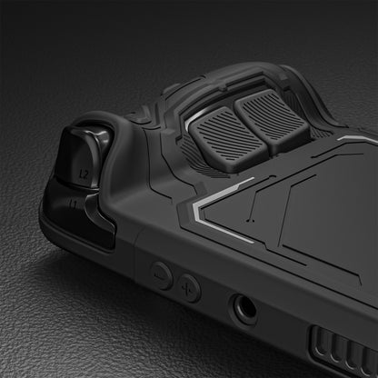 PlayVital Steam Deck OLED＆LCD 向け メカ風保護ケース バックボタン強化セット付 サムグリップ＆ステッカー付き【ブラック】