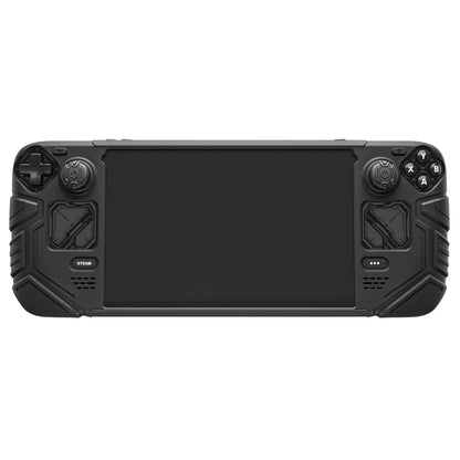 PlayVital Steam Deck OLED＆LCD 向け メカ風保護ケース バックボタン強化セット付 サムグリップ＆ステッカー付き【ブラック】