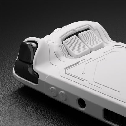 PlayVital Steam Deck OLED＆LCD 向け メカ風保護ケース バックボタン強化セット付 サムグリップ＆ステッカー付き【ホワイト】