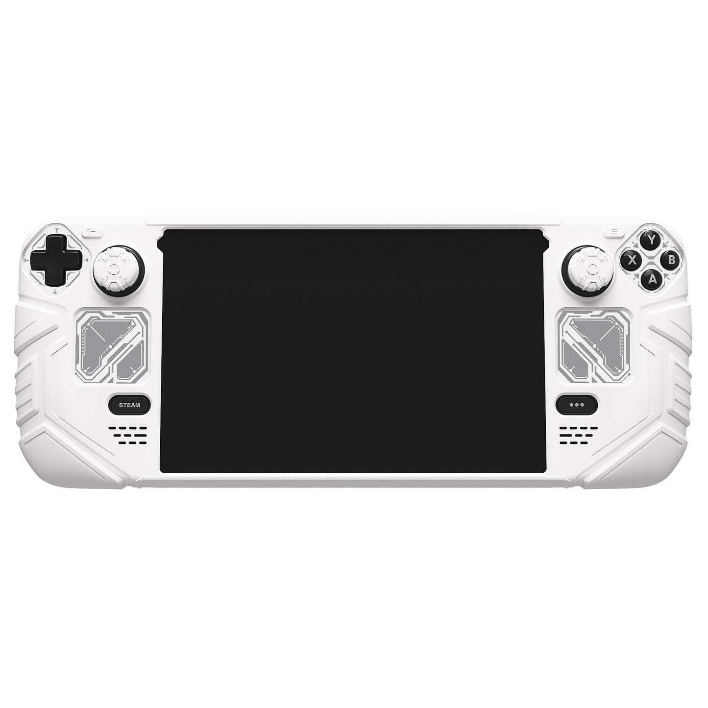 PlayVital Steam Deck OLED＆LCD 向け メカ風保護ケース バックボタン強化セット付 サムグリップ＆ステッカー付き【ホワイト】