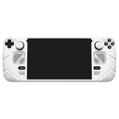 PlayVital Steam Deck OLED＆LCD 向け メカ風保護ケース バックボタン強化セット付 サムグリップ＆ステッカー付き【ホワイト】