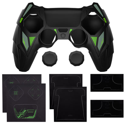 PlayVital メカライノ シリコンカバー PS5用（サムグリップ＆ステッカー付き）充電ドック対応【ブラック＆グリーン】