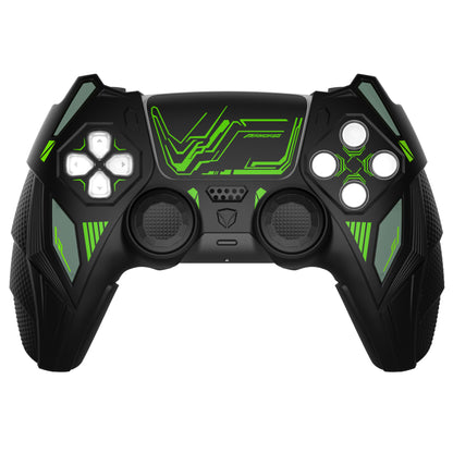 PlayVital メカライノ シリコンカバー PS5用（サムグリップ＆ステッカー付き）充電ドック対応【ブラック＆グリーン】