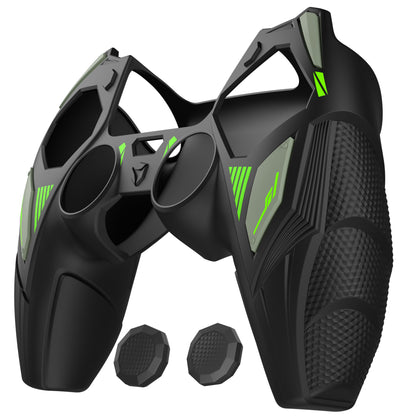 PlayVital メカライノ シリコンカバー PS5用（サムグリップ＆ステッカー付き）充電ドック対応【ブラック＆グリーン】