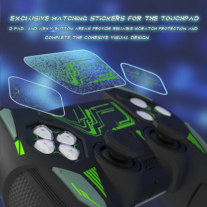 PlayVital メカライノ シリコンカバー PS5用（サムグリップ＆ステッカー付き）充電ドック対応【ブラック＆グリーン】
