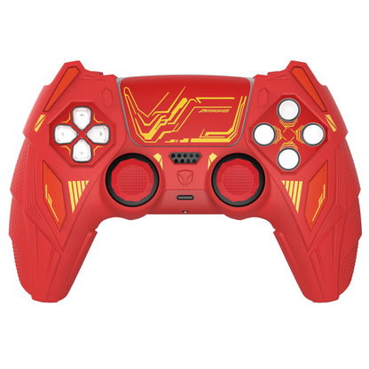 PlayVital メカライノ シリコンカバー PS5用（サムグリップ＆ステッカー付き）充電ドック対応【メープルレッド＆ブリックレッド】