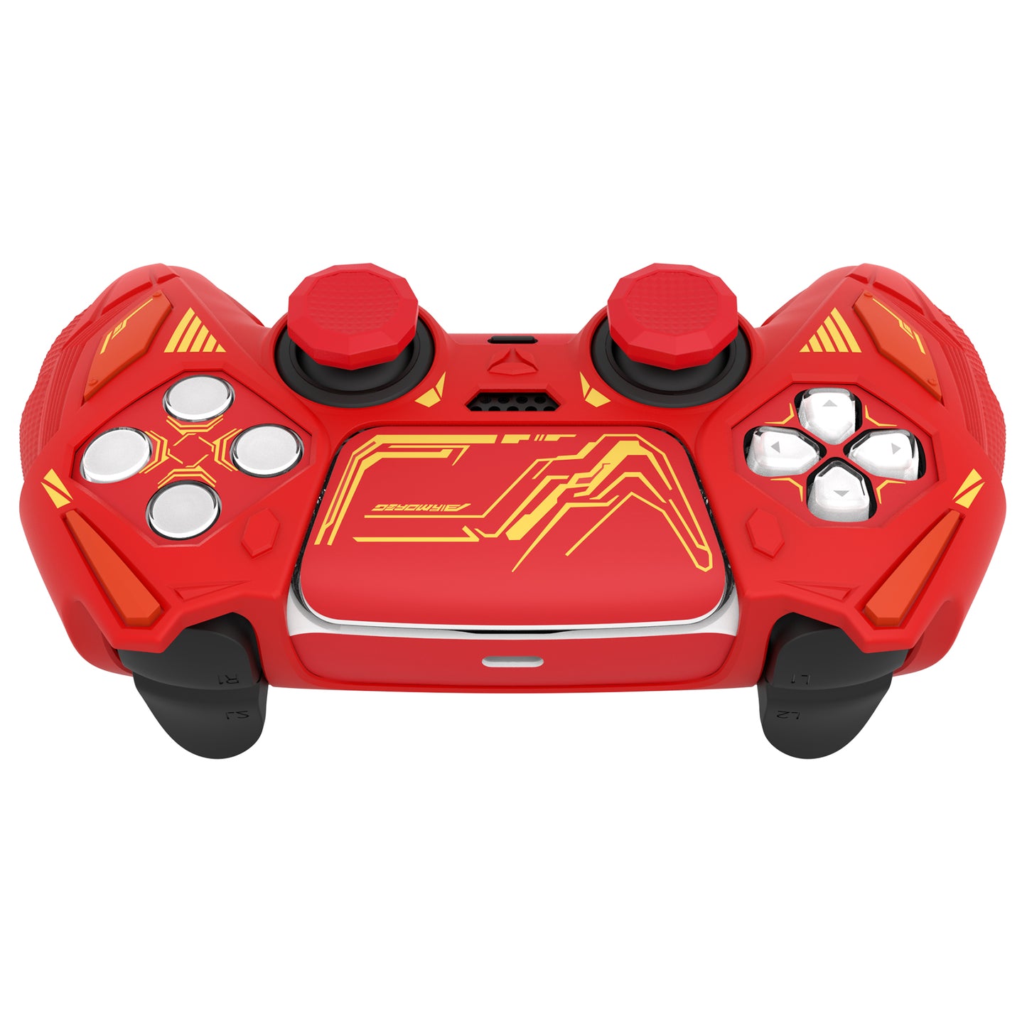 PlayVital メカライノ シリコンカバー PS5用（サムグリップ＆ステッカー付き）充電ドック対応【メープルレッド＆ブリックレッド】
