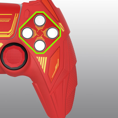 PlayVital メカライノ シリコンカバー PS5用（サムグリップ＆ステッカー付き）充電ドック対応【メープルレッド＆ブリックレッド】
