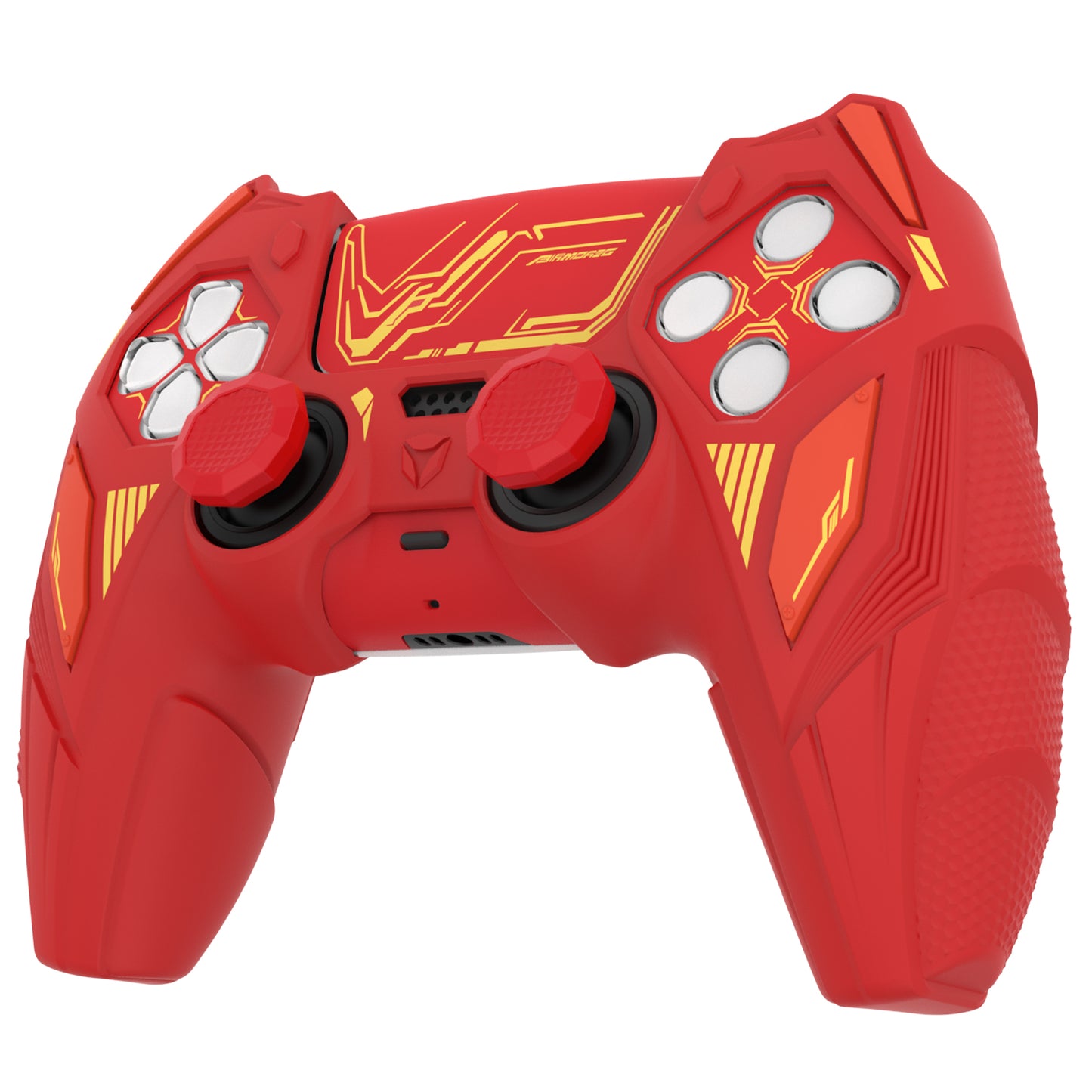 PlayVital メカライノ シリコンカバー PS5用（サムグリップ＆ステッカー付き）充電ドック対応【メープルレッド＆ブリックレッド】