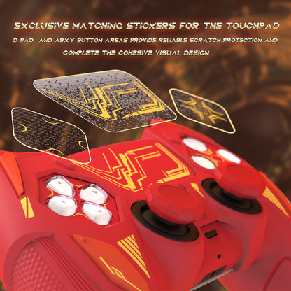 PlayVital メカライノ シリコンカバー PS5用（サムグリップ＆ステッカー付き）充電ドック対応【メープルレッド＆ブリックレッド】