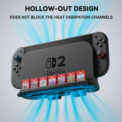 PlayVital メタル壁掛けスタンド 7枚のゲームカードスロット＆折りたたみ式コントローラーホルダー2個付き Nintendo Switch 2・Switch・Switch OLED用【ブラック】