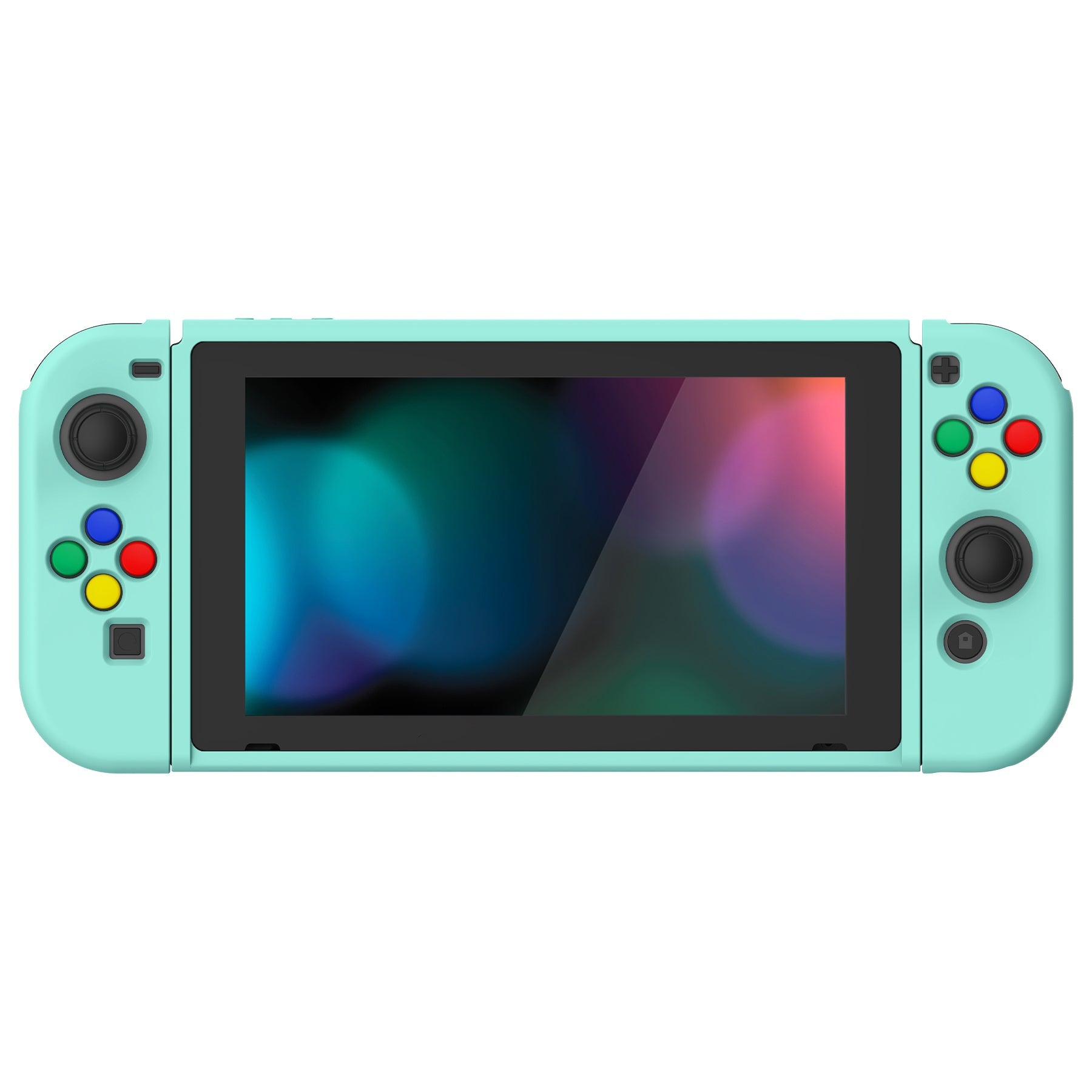 PlayVital Misty Green Protective Case for NS Switch, Soft TPU Slim Case Cover for NS Switch Console with Colorful ABXY Direction Button Caps - NTU6032G2 PlayVital