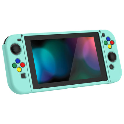 PlayVital Misty Green Protective Case for NS Switch, Soft TPU Slim Case Cover for NS Switch Console with Colorful ABXY Direction Button Caps - NTU6032G2 PlayVital