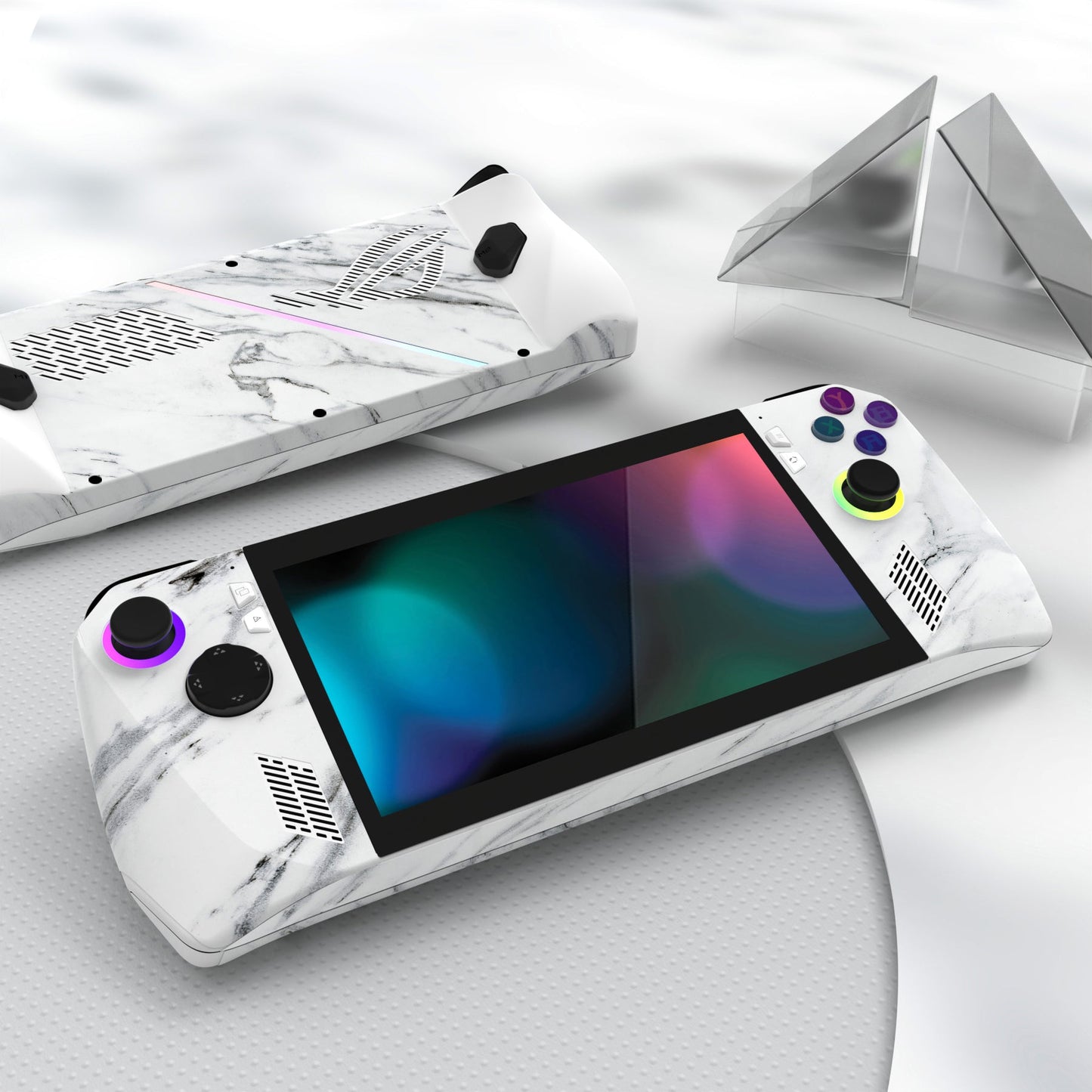 PlayVital Modern White Marble Custom Stickers Vinyl Wraps Protective Skin Decal for ROG Ally Handheld Gaming Console - RGTM014 PlayVital