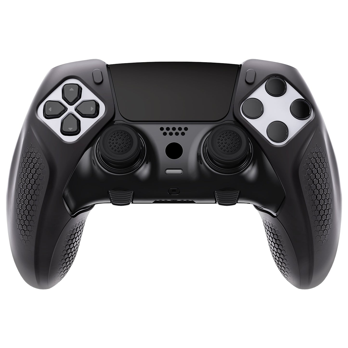 PlayVital Ninja Edition Anti-Slip Half-Covered Silicone Cover Skin with Thumb Grip Caps for PS5 Edge Controller - Black - EYPFP001 PlayVital