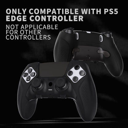 PlayVital Ninja Edition Anti-Slip Half-Covered Silicone Cover Skin with Thumb Grip Caps for PS5 Edge Controller - Black - EYPFP001 PlayVital