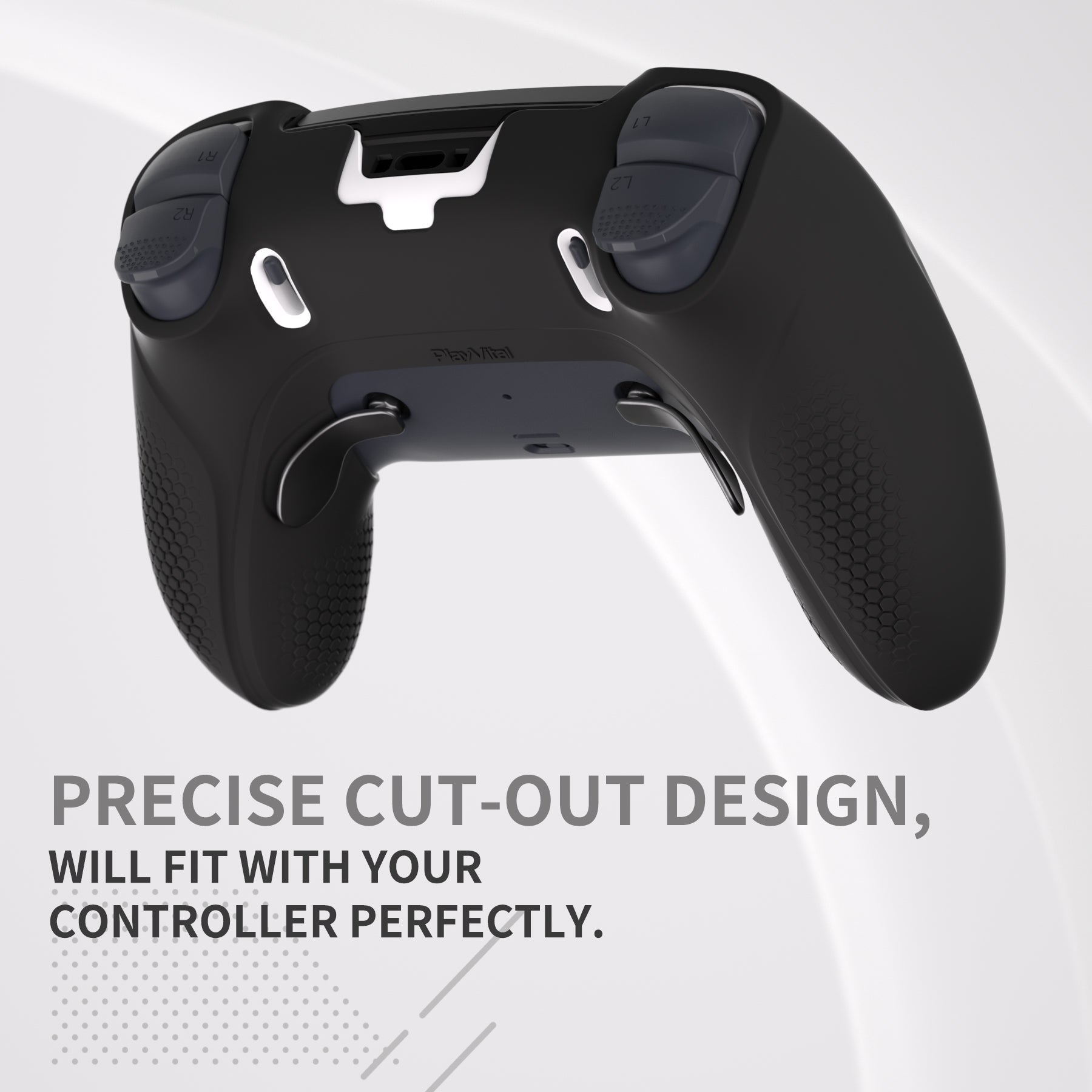 PlayVital Ninja Edition Anti-Slip Half-Covered Silicone Cover Skin with Thumb Grip Caps for PS5 Edge Controller - Black - EYPFP001 PlayVital