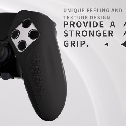 PlayVital Ninja Edition Anti-Slip Half-Covered Silicone Cover Skin with Thumb Grip Caps for PS5 Edge Controller - Black - EYPFP001 PlayVital