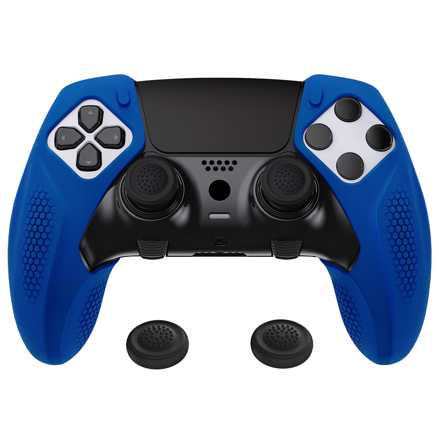 PlayVital Ninja Edition Anti-Slip Half-Covered Silicone Cover Skin with Thumb Grip Caps for PS5 Edge Controller - Blue - EYPFP008 PlayVital