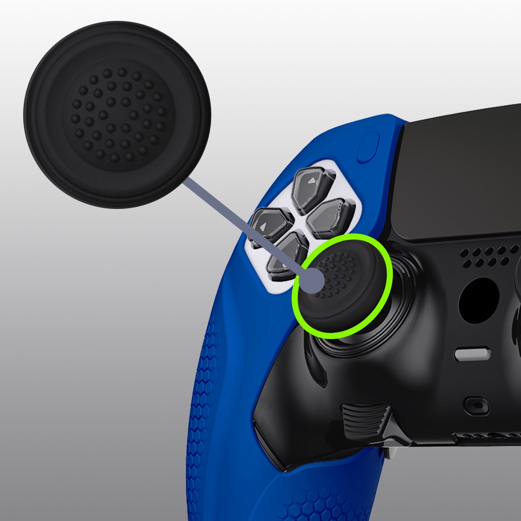 PlayVital Ninja Edition Anti-Slip Half-Covered Silicone Cover Skin with Thumb Grip Caps for PS5 Edge Controller - Blue - EYPFP008 PlayVital