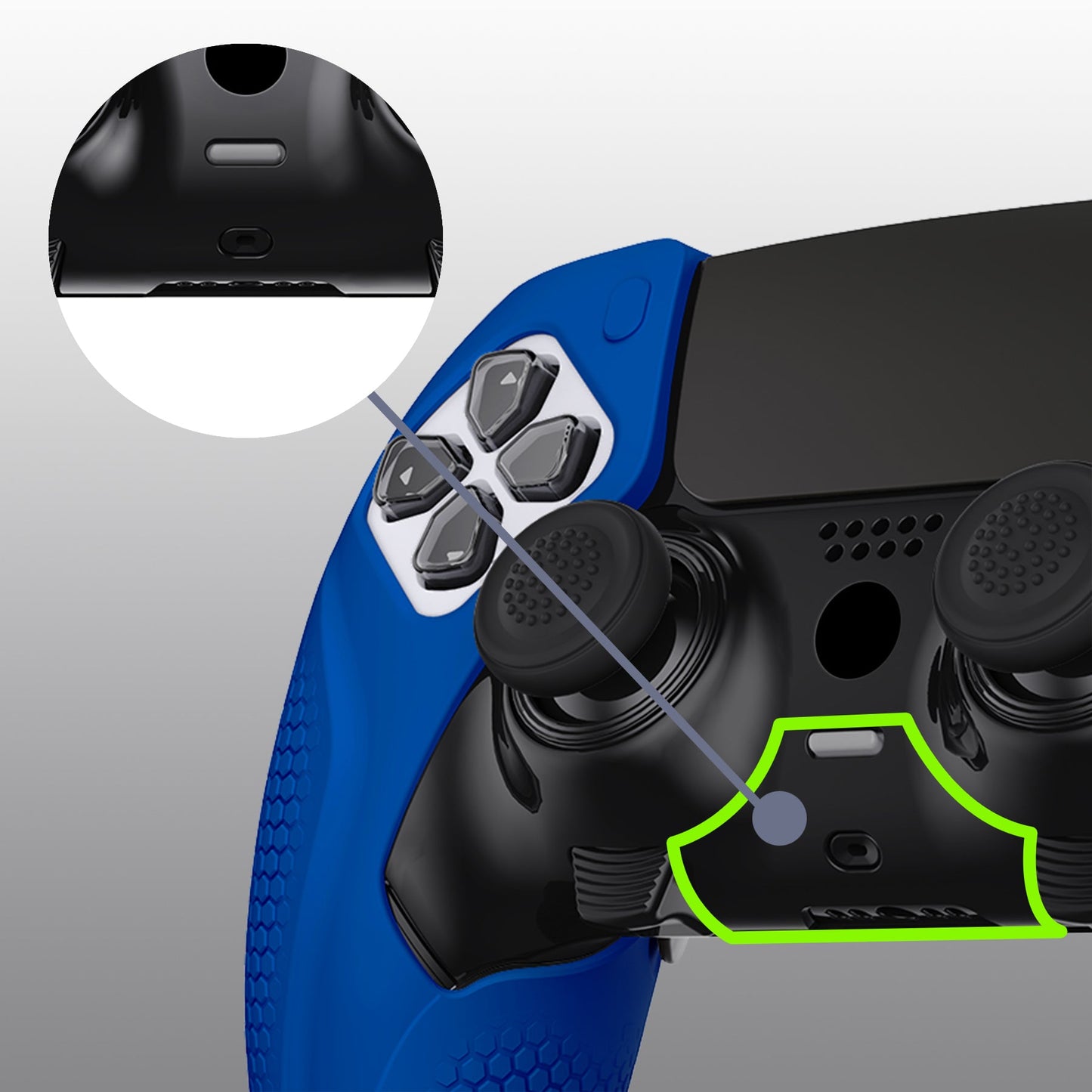 PlayVital Ninja Edition Anti-Slip Half-Covered Silicone Cover Skin with Thumb Grip Caps for PS5 Edge Controller - Blue - EYPFP008 PlayVital