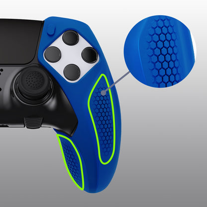 PlayVital Ninja Edition Anti-Slip Half-Covered Silicone Cover Skin with Thumb Grip Caps for PS5 Edge Controller - Blue - EYPFP008 PlayVital