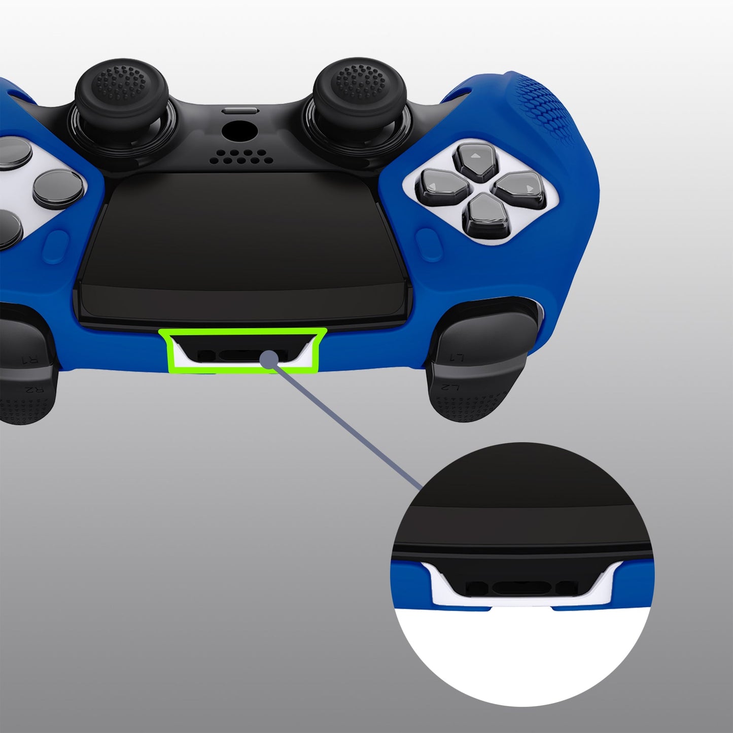 PlayVital Ninja Edition Anti-Slip Half-Covered Silicone Cover Skin with Thumb Grip Caps for PS5 Edge Controller - Blue - EYPFP008 PlayVital