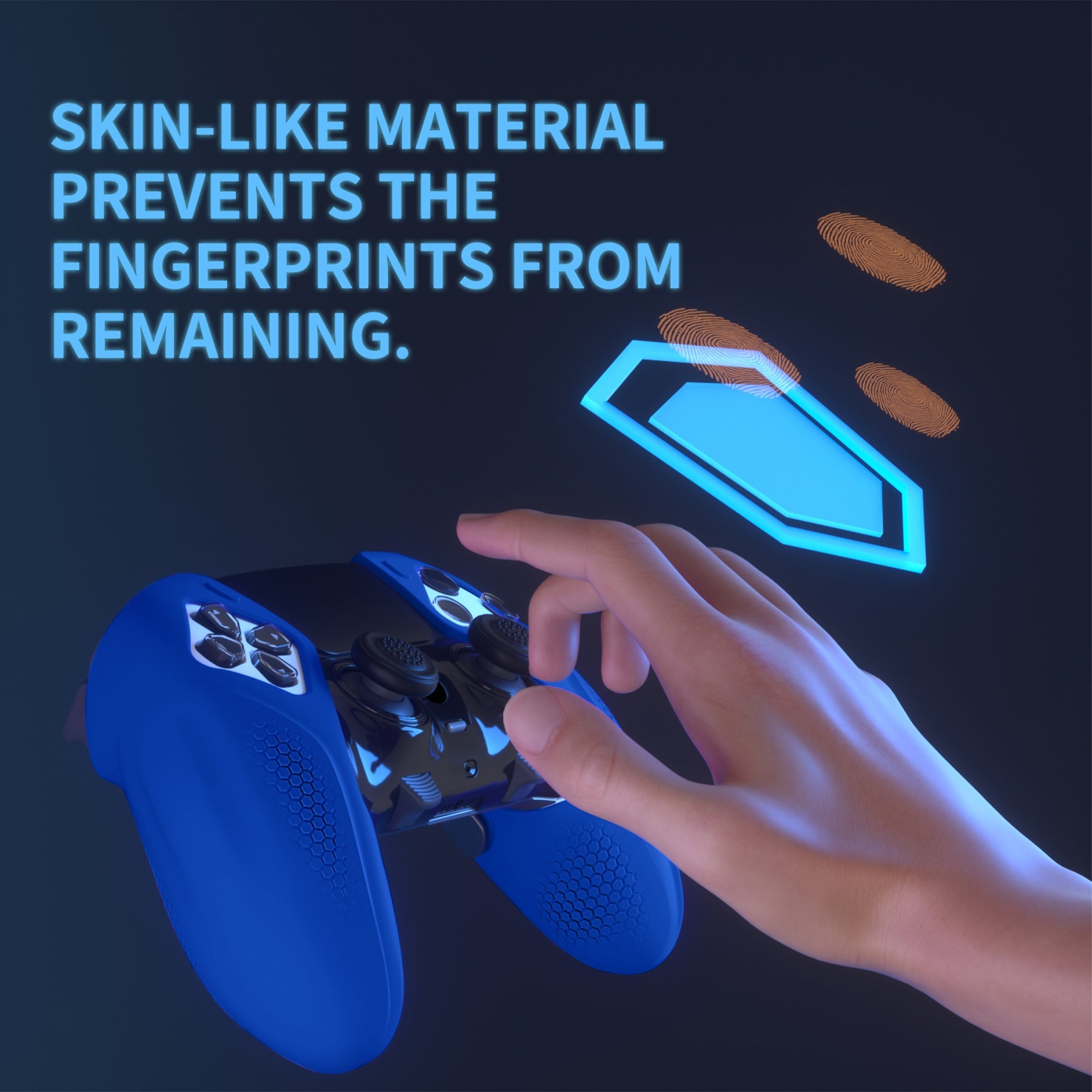 PlayVital Ninja Edition Anti-Slip Half-Covered Silicone Cover Skin with Thumb Grip Caps for PS5 Edge Controller - Blue - EYPFP008 PlayVital