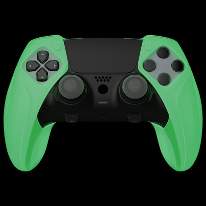 PlayVital Ninja Edition Anti-Slip Half-Covered Silicone Cover Skin with Thumb Grip Caps for PS5 Edge Controller - Glow in Dark - Green - EYPFP006 PlayVital