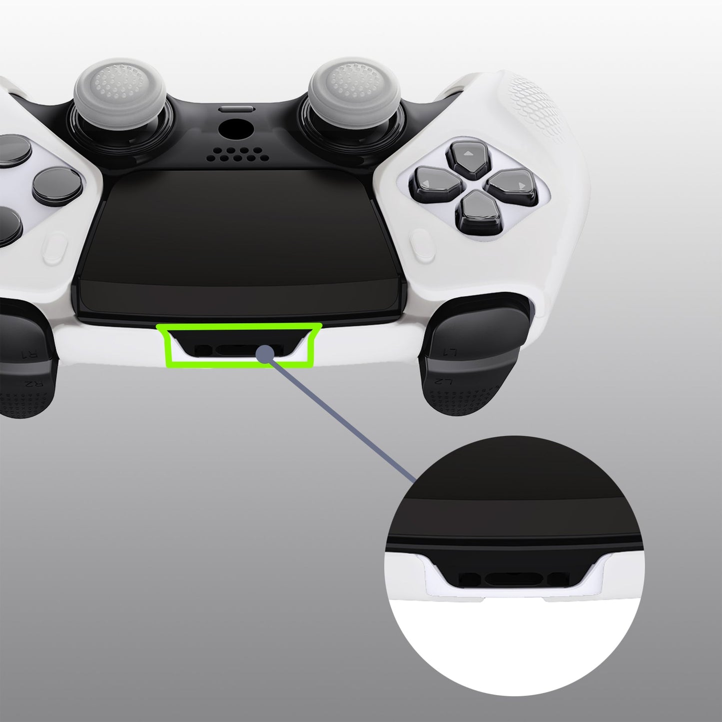 PlayVital Ninja Edition Anti-Slip Half-Covered Silicone Cover Skin with Thumb Grip Caps for PS5 Edge Controller - Glow in Dark - Green - EYPFP006 PlayVital