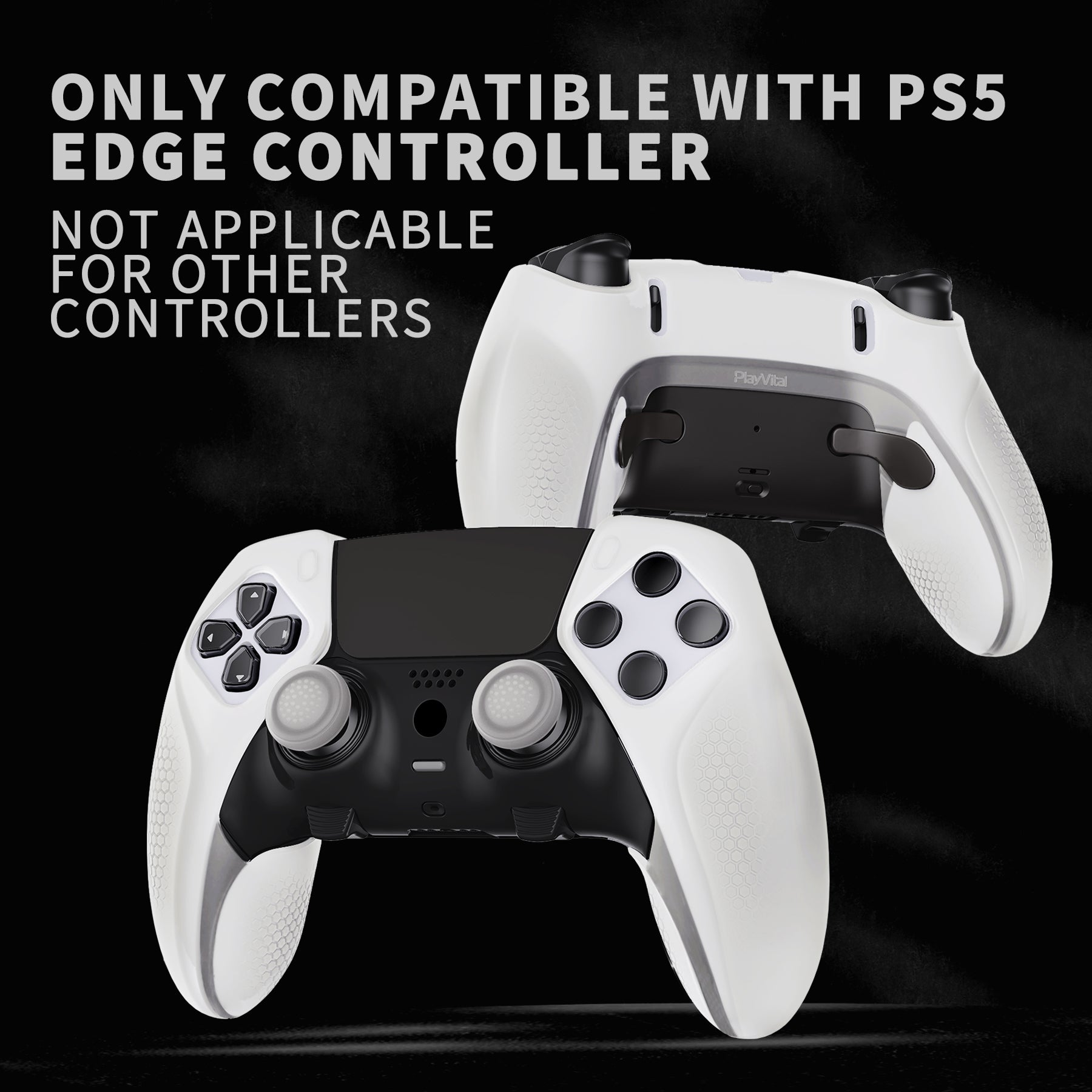 PlayVital Ninja Edition Anti-Slip Half-Covered Silicone Cover Skin with Thumb Grip Caps for PS5 Edge Controller - Glow in Dark - Green - EYPFP006 PlayVital