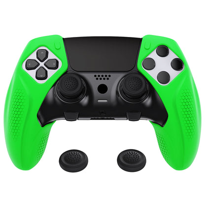 PlayVital Ninja Edition Anti-Slip Half-Covered Silicone Cover Skin with Thumb Grip Caps for PS5 Edge Controller - Green - EYPFP009 PlayVital