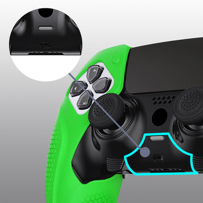 PlayVital Ninja Edition Anti-Slip Half-Covered Silicone Cover Skin with Thumb Grip Caps for PS5 Edge Controller - Green - EYPFP009 PlayVital