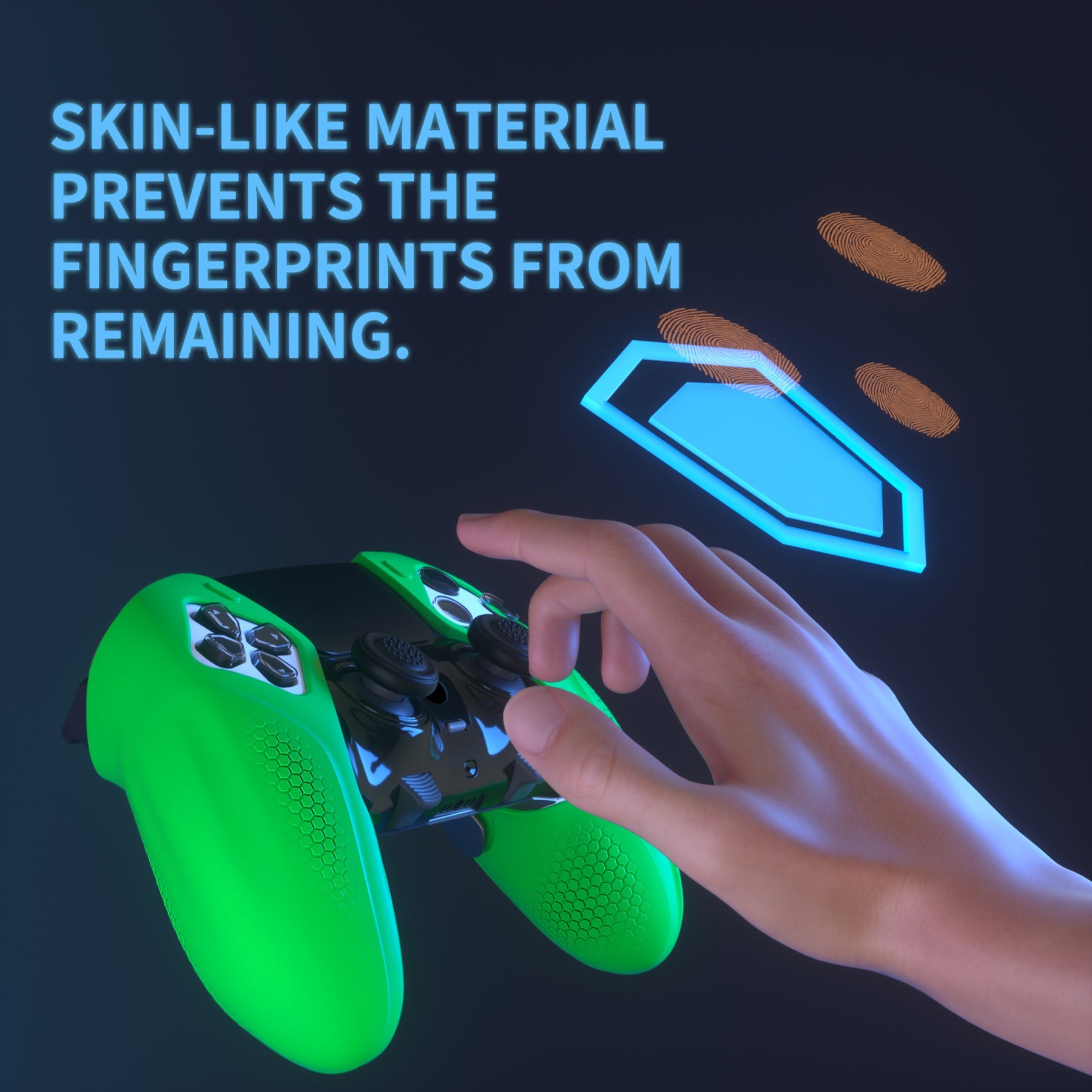 PlayVital Ninja Edition Anti-Slip Half-Covered Silicone Cover Skin with Thumb Grip Caps for PS5 Edge Controller - Green - EYPFP009 PlayVital