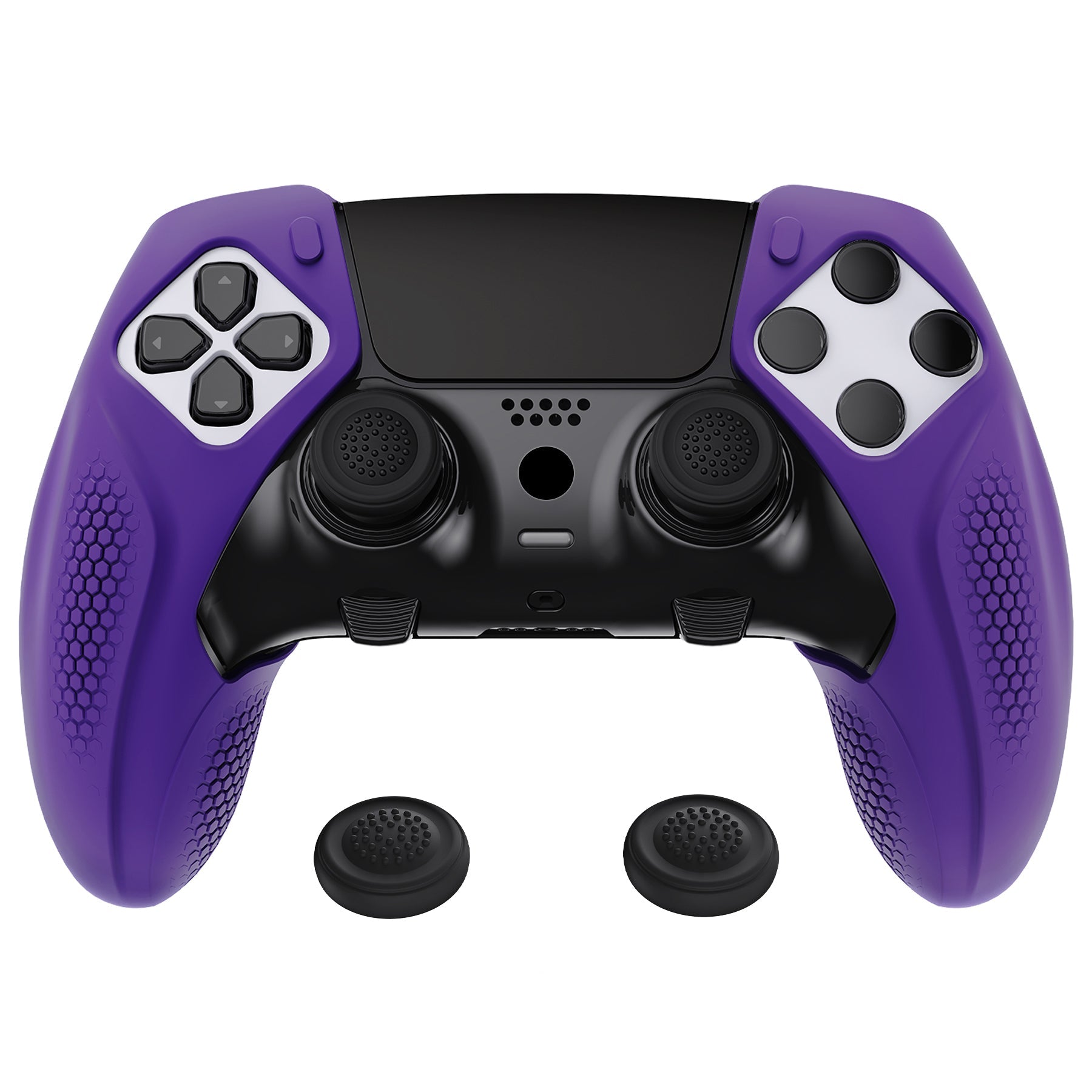 PlayVital Ninja Edition Anti-Slip Half-Covered Silicone Cover Skin with Thumb Grip Caps for PS5 Edge Controller - Purple - EYPFP007 PlayVital