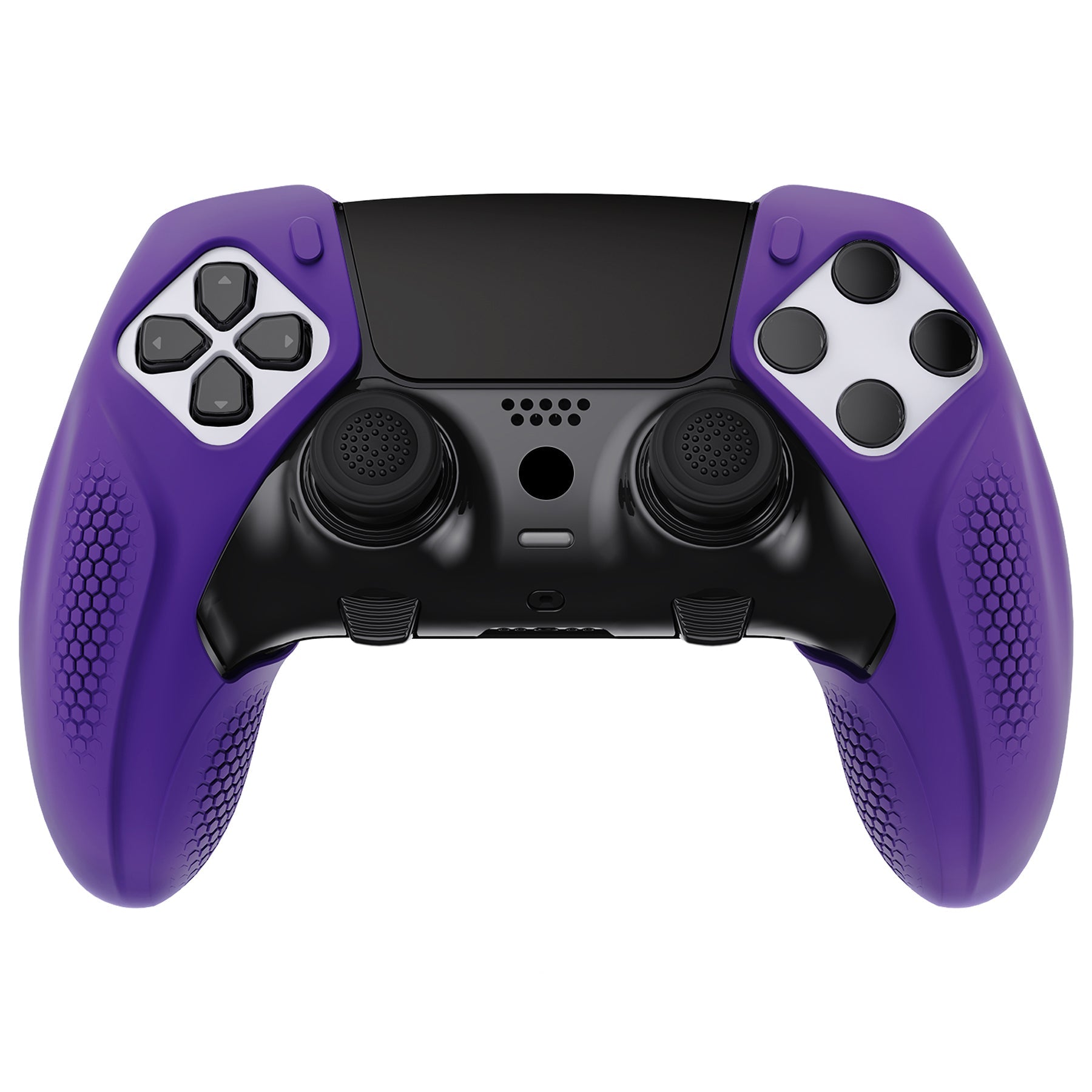 PlayVital Ninja Edition Anti-Slip Half-Covered Silicone Cover Skin with Thumb Grip Caps for PS5 Edge Controller - Purple - EYPFP007 PlayVital