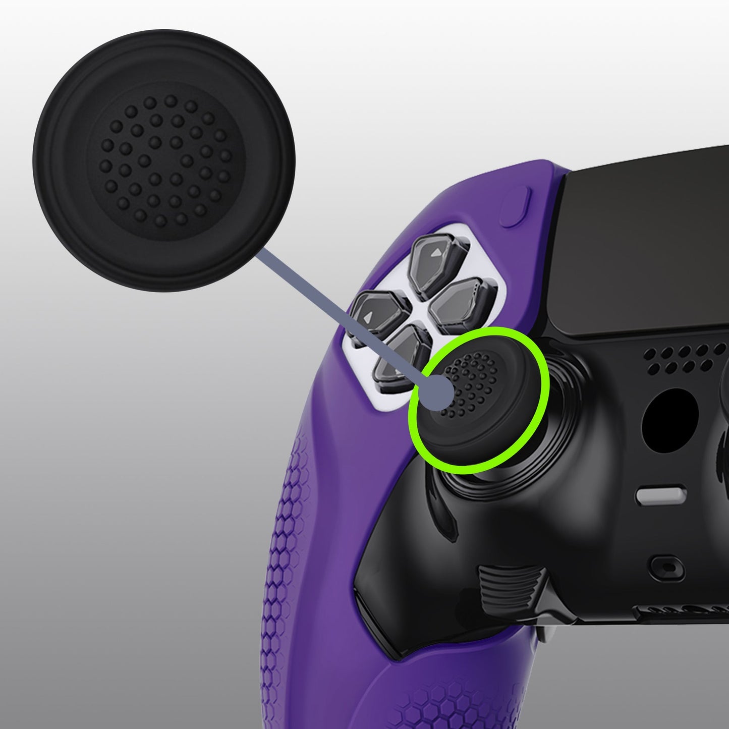 PlayVital Ninja Edition Anti-Slip Half-Covered Silicone Cover Skin with Thumb Grip Caps for PS5 Edge Controller - Purple - EYPFP007 PlayVital