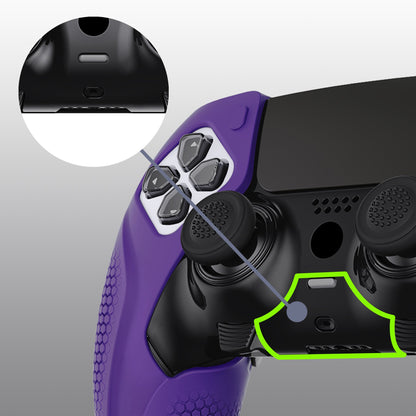 PlayVital Ninja Edition Anti-Slip Half-Covered Silicone Cover Skin with Thumb Grip Caps for PS5 Edge Controller - Purple - EYPFP007 PlayVital