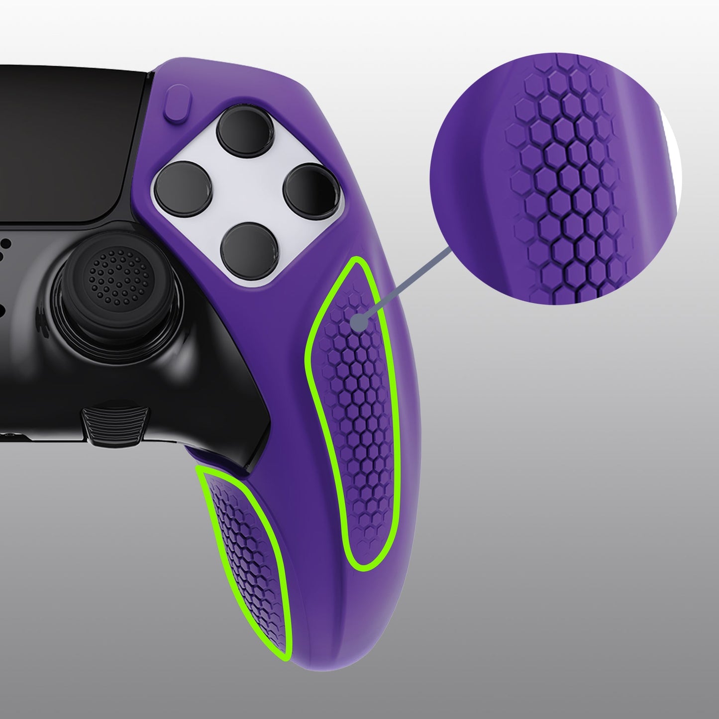 PlayVital Ninja Edition Anti-Slip Half-Covered Silicone Cover Skin with Thumb Grip Caps for PS5 Edge Controller - Purple - EYPFP007 PlayVital