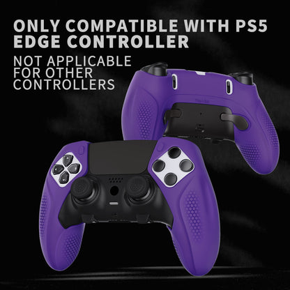 PlayVital Ninja Edition Anti-Slip Half-Covered Silicone Cover Skin with Thumb Grip Caps for PS5 Edge Controller - Purple - EYPFP007 PlayVital