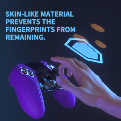 PlayVital Ninja Edition Anti-Slip Half-Covered Silicone Cover Skin with Thumb Grip Caps for PS5 Edge Controller - Purple - EYPFP007 PlayVital