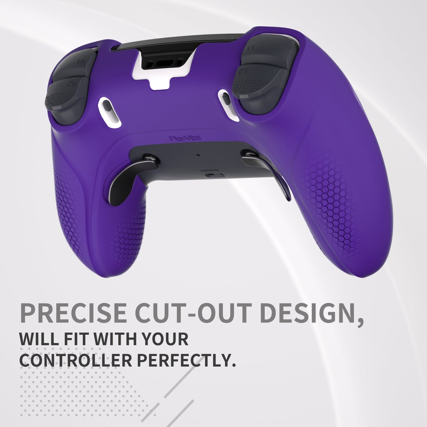 PlayVital Ninja Edition Anti-Slip Half-Covered Silicone Cover Skin with Thumb Grip Caps for PS5 Edge Controller - Purple - EYPFP007 PlayVital