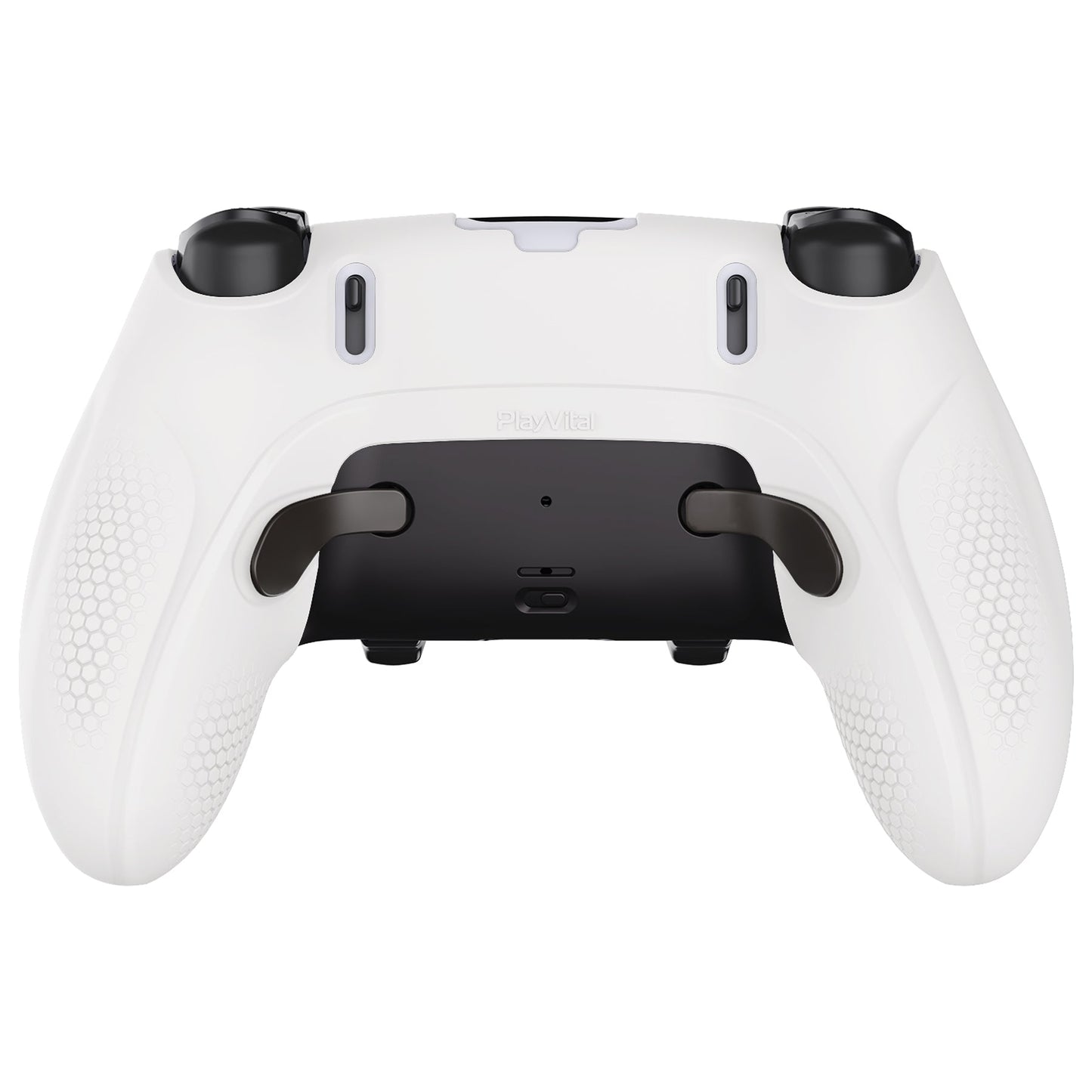 PlayVital Ninja Edition Anti-Slip Half-Covered Silicone Cover Skin with Thumb Grip Caps for PS5 Edge Controller - White - EYPFP002 PlayVital